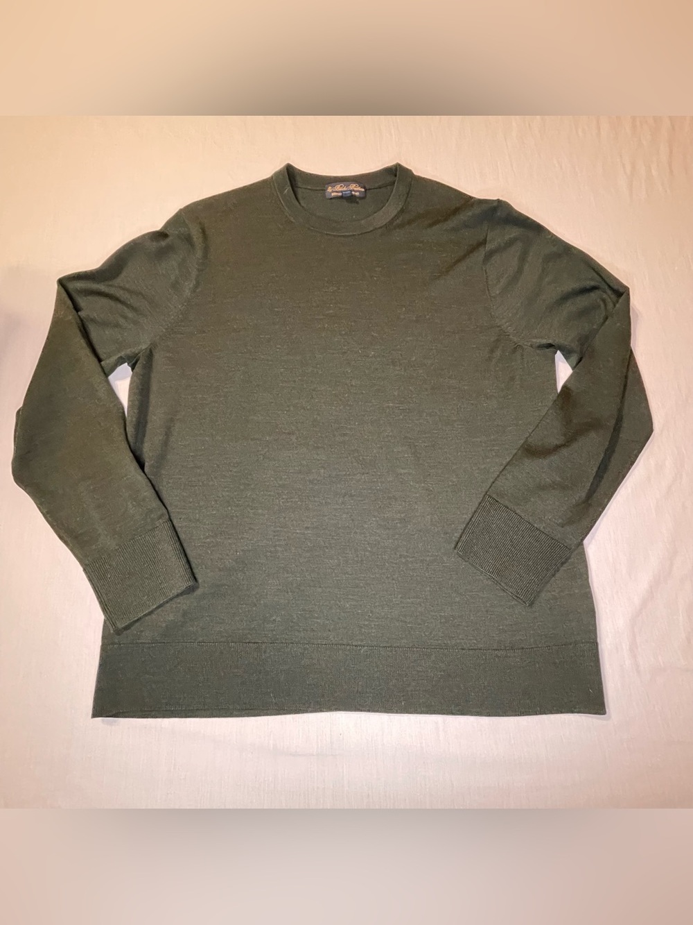 Brooks Brothers Brookstech Merino Wool Sweater Men L Green Crewneck Preppy